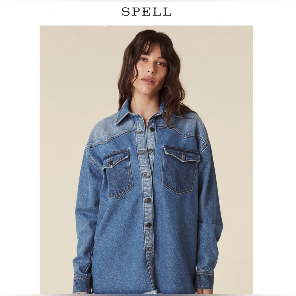 Spell Daisy Patchwork Denim Shirt/Jacket  Sz Large NWTs